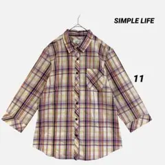 SIMPLE LIFE コットン100% チェックシャツ 七分袖 11号 L相当