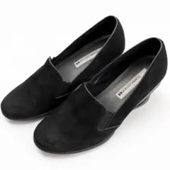 コンポジションナイン コンフォートウェッジソールパンプス25cmブラックスエードのサムネイル