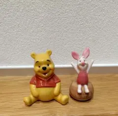 極美品タカラブネくまのプーさんフィギュア陶器置物2点セットピグレットキャラクターのサムネイル
