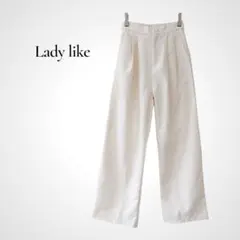 Lady like ハイウエスト ツータックワイドパンツ M ホワイト きれいめ