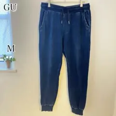 【GU】デニムスウェットイージーパンツ ジョガーパンツ インディゴ M