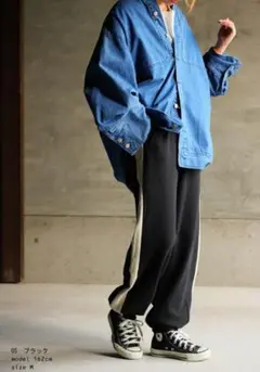 アンティカ スウェットパンツ M ボトムス 綿100 ブラック サイドライン