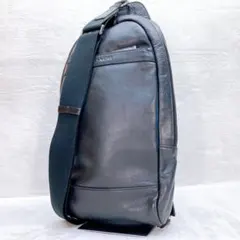 ✨美品✨COACH コーチ ボディバッグ ヘリテージ メンズ レザー ロゴ 黒