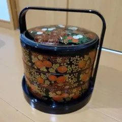 昭和レトロな手付き花柄3段重箱 お正月 おせち