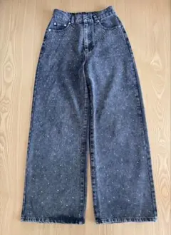 continuer de NICE CLAUPストーン付きデニムパンツ ブラック