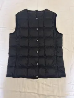 TAION ダウンジャケット　ブラック　ダウンベスト Ｓ　タイオン　インナー丸首