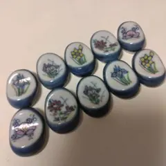 有田焼　箸置き10個まとめて　花絵図　刻印【若】