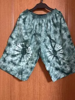 タイ購入 タイダイ柄 ハーフパンツ グリーンライトブルー