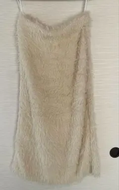 ロングスカート ファースカート スカート ファーロングスカート 白色 クリーム色