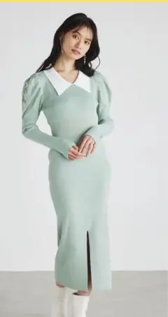 リエンダ rienda バイカラーチェルシーカラー  ワンピース （ミント）