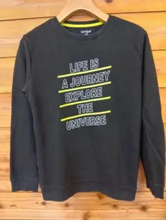 古着　黒い長袖カットソー メッセージプリント