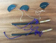 右大臣、左大臣の太刀と烏帽子セット　雛人形の道具