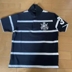 CHAPS ストライプ ポロシャツ M ネイビー