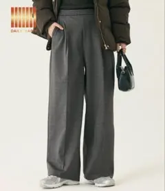 coca 【DAILY WARM】カットジャカード裏起毛ワイドパンツ L