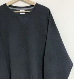 90s ラッセル アスレチック 前V スウェット XL グレー 無地 トレーナー