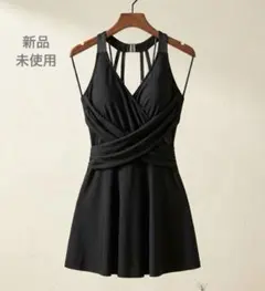 【未使用】スイムウェアワンピース水着Mホルターネック体型カバー綺麗かわいいのサムネイル