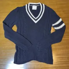 J.N.R.D ネイビー Vネックニットセーター　JUN