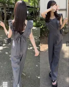 GRL バックリボンサロペット グレーのサムネイル