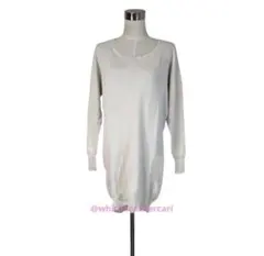 NYブランド 定価6万 優しいエクリュ色カシミア 100チュニック丈ニット