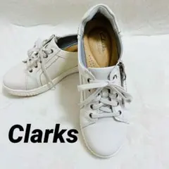 美品☆Clarks クラークス コレクション ホワイトスニーカー サイドジップ