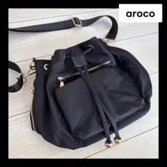 ブラック ショルダー バッグ 斜めがけ 巾着