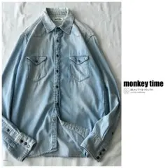 ◯モンキータイム【洗える】ヴィンテージ ウォッシュ加工 デニム シャツ