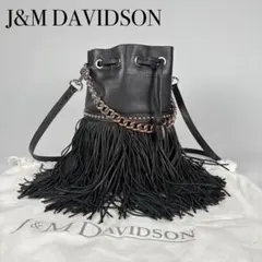 J&M DAVIDSON カーニバル 黒 レザー ショルダーバッグ フリンジのサムネイル