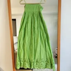 ライムグリーン キャミワンピース