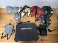 64本体 ソフト19本　コントローラー4つ　マイク１つ　64GBパック3つ