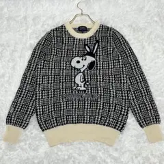 美品 パーリーゲイツ スヌーピー コラボ ウール ニット 千鳥柄 S ゴルフ