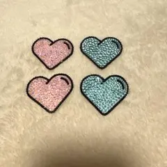 【連休特別価格】デコうちわ　デコパーツ　ストーン　ハート　ピンク　水色