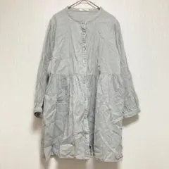 【シネマクラブ】ハニーズ ブラウス長袖 チュニック丈 グレーM 綿100％ 薄手