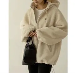 ボア　フーディ　パーカー　コート　ジャケット　冬　ユニセックス　オーバーサイズ