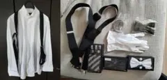 サスペンダーとシャツとボウタイセット