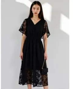 【新品】ワンピース М 黒 レース 結婚式 パーティー オケージョン ドレス