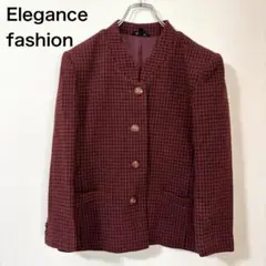 Elegance fashion レトロジャケット ツィード風　ウールシルク混のサムネイル
