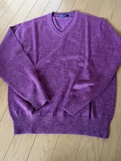 Golden Bear Vネックニット セーター パープル メンズMほぼ未着用