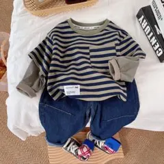 ⭐︎美品⭐︎90男の子セットアップ　トレーナー／デニムパンツ