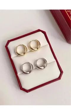 【S925/14k】ドロップ フープピアス ゴールド シルバー ぷっくり