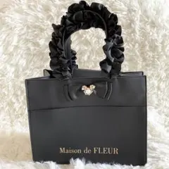 Maison de FLEUR ミッキー　ビジュースクエアトートバッグ　黒