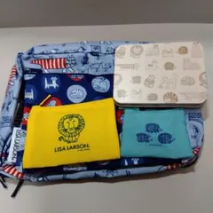 大人のおしゃれ手帖　付録　リサ・ラーソン　ポーチ4点セット、木製スタンプセット