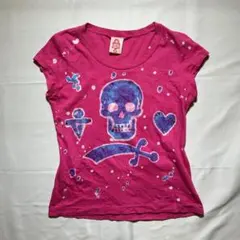 Y2K scull スカル　ラインストーン　Tシャツのサムネイル