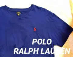 美品【POLO RALPHLAUREN】Ｖネック 半袖Tシャツ 紺 ネイビー M