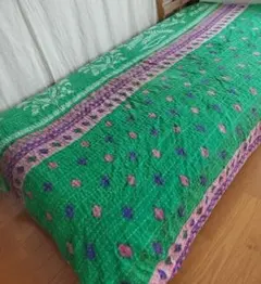 未使用 インドコットン カンタキルト ヴィンテージ ブランケット マルチカバー◎