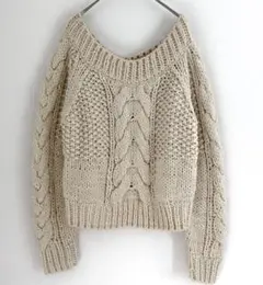 SLY ローゲージ ケーブルニット アイボリー M〜L相当　ゆったり