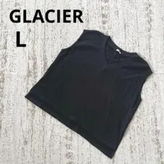 グラシア ベスト L 黒 Vネック スリット レイヤード 重ね着 コットンのサムネイル