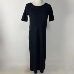 ★Aunt Marie's カップ付きハーフスリーブロングワンピース ブラック