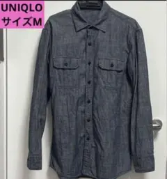 UNIQLO ダークブルー デニムシャツ Mサイズ ユニクロ 長袖 ユニクロ