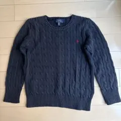 POLOラルフローレン　ケーブルニットセーター　ネイビー　10-12