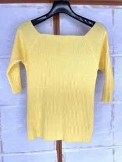 スクエアネック7分リブニット イエロー/M